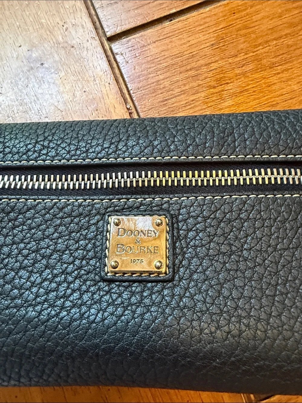 Dooney & Bourke Black Pebble Leather Snap Wallet